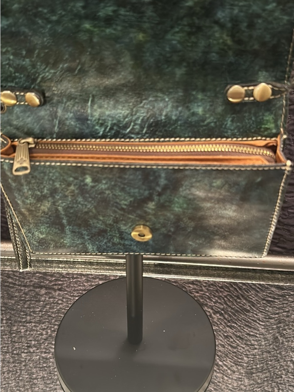 Patricia Nash Teal and Brown Hand-Tooled Floral Leather Crossbody
RETIERED - Picture 4 of 10